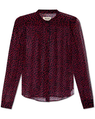 Zadig & Voltaire 'tino' Shirt With Heart Motif, - Purple