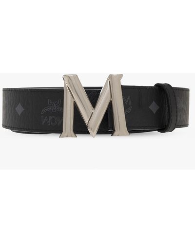 MCM Belt With Monogram, - Black