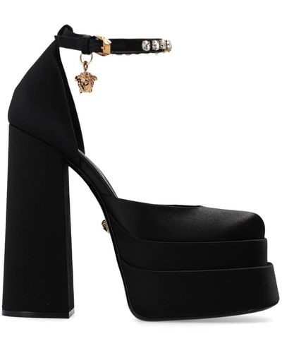 Versace Court Shoes With Logo - Black