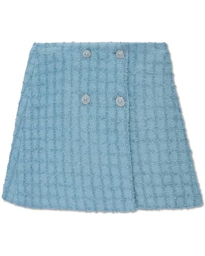 Versace Tweed Skirt, - Blue