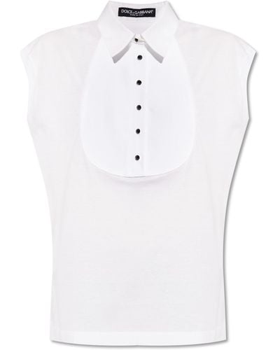Dolce & Gabbana T-shirt With Collar, - White