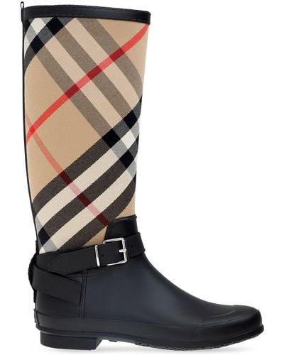 Burberry 'house Check' Rain Boots - Natural