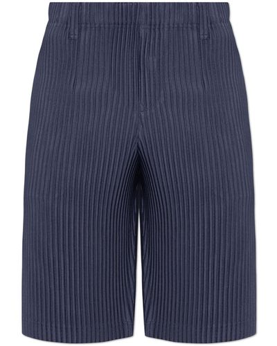 Homme Plissé Issey Miyake Pleated Bermuda Shorts, - Blue