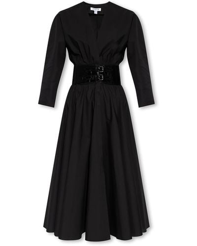 Alaïa Dress With Elastic Waist Belt, - Black