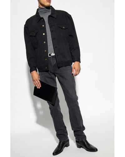 Saint Laurent Jeans With Logo Patch - Black