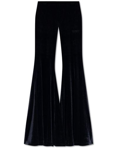 Vetements Velvet Trousers With Logo, - Black