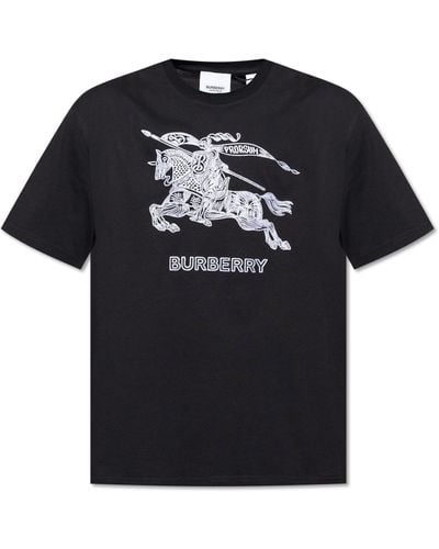 Burberry Dezi Logo-embroidered Cotton-jersey T-shirt - Black