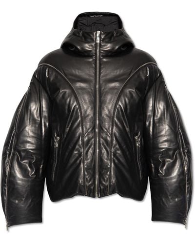 Versace Leather Down Jacket - Black