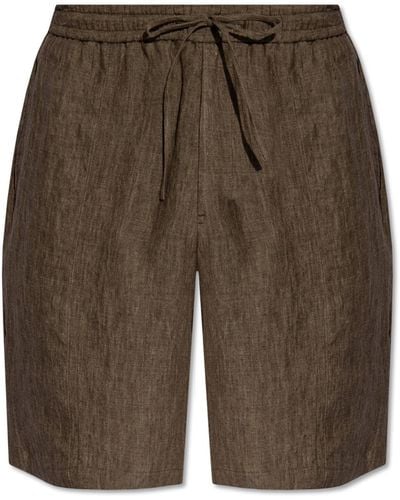 Emporio Armani Linen Shorts, - Green