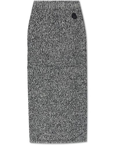 Moncler Skirt With Logo, - Grey