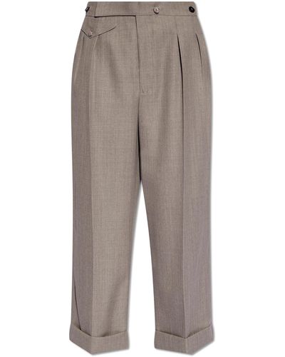Victoria Beckham Pleat-front Wool Trousers, - Grey
