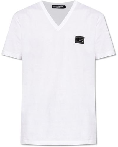 Dolce & Gabbana V-neck T-shirt, - White