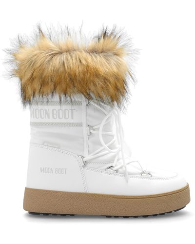 Moon Boot Ltrack Monaco Faux Fur-trimmed Shell And Faux Leather Snow Boots - White