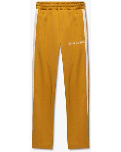 Palm Angels Pants With Logo - Yellow