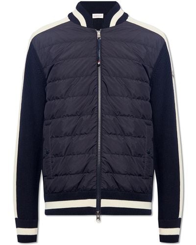 Moncler Cardigan With Down Front, - Blue