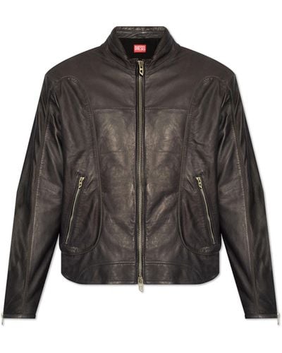 DIESEL 'l-krix' Leather Jacket, - Black