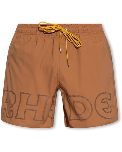 Rhude Swimming Shorts With Logo - White