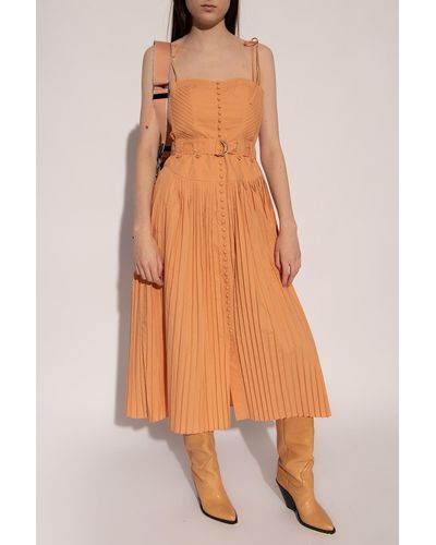 Ulla Johnson 'cosette' Pleated Dress - Orange