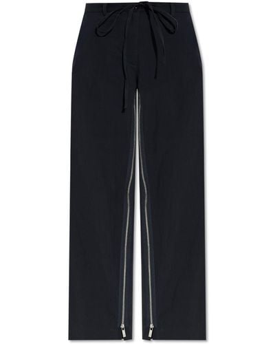Helmut Lang Trousers With Zippers On The Legs, - Black