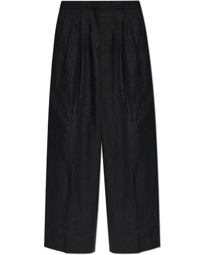 Theory Linen Trousers, - Black