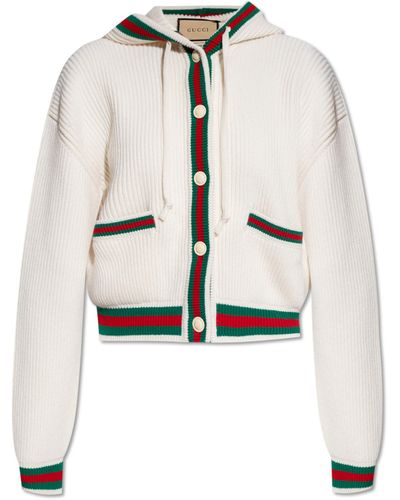Gucci Wool Cardigan With Hood, - White