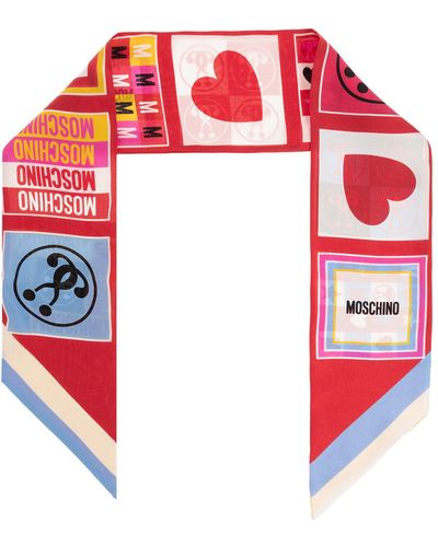 Moschino Printed Scarf, - Red