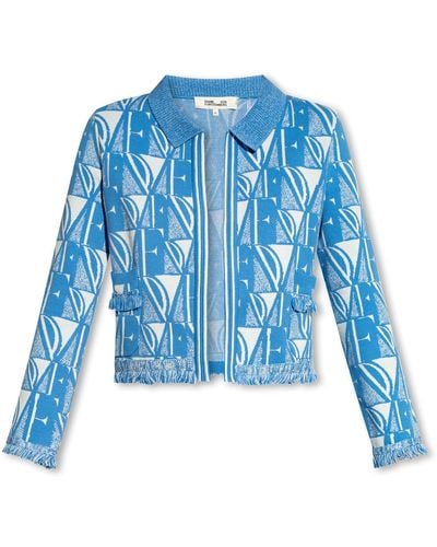 Diane von Furstenberg ‘Morgaine’ Patterned Cardigan - Blue