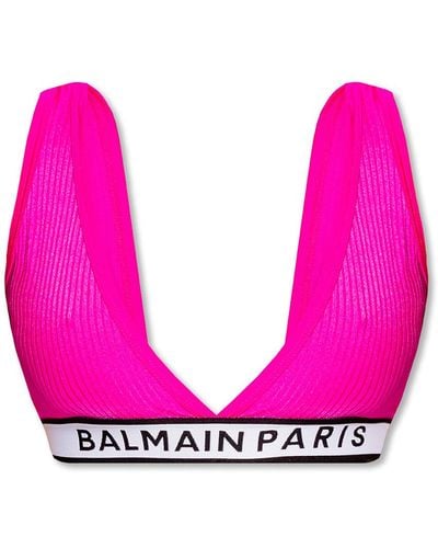 Balmain Bra With Logo - Pink