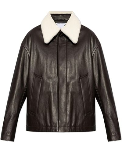 Bottega Veneta Leather Jacket, - Black