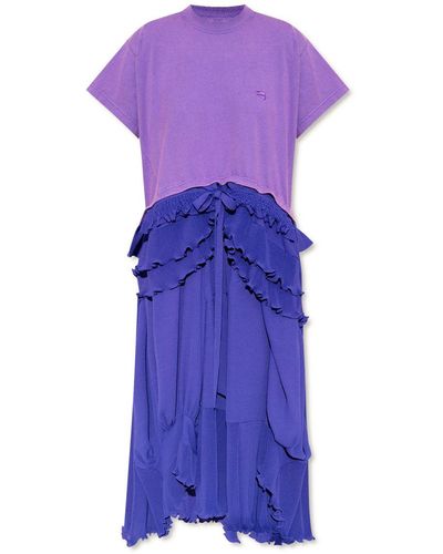 Balenciaga 'sporty B' Pleated Dress - Purple