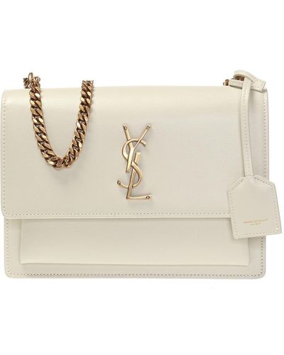Saint Laurent Sunset Medium Chain Bag In Smooth Leather - Natural