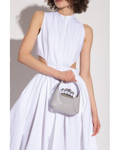 Alexander McQueen ‘Jewelled Hobo Mini’ Shoulder Bag - Gray