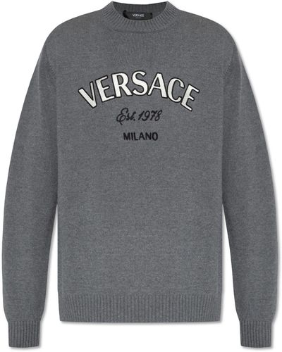 Versace Jumper With Logo - Grey