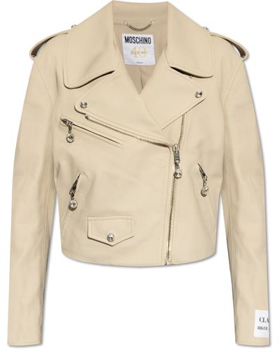 Moschino '40th Anniversary' Leather Jacket, - Natural