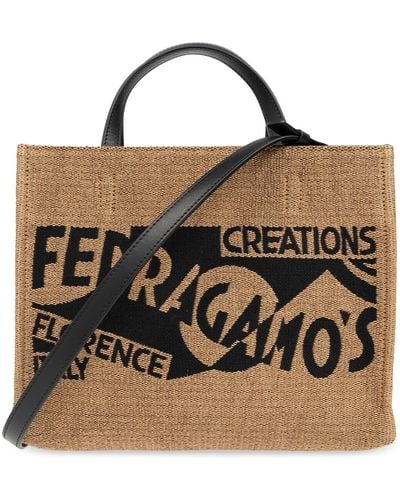 Ferragamo 'sign S' Shopper Bag, - Black