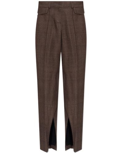The Mannei ‘Newport’ Silk Pleat-Front Pants - Brown