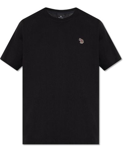 PS by Paul Smith Cotton T-shirt With Patch, - Black