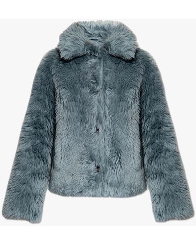 Yves Salomon Short Faux Fur Coat - Blue