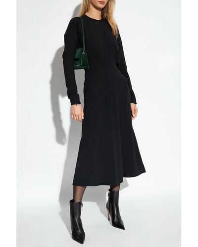 Victoria Beckham Dress With Long Sleeves, - Black