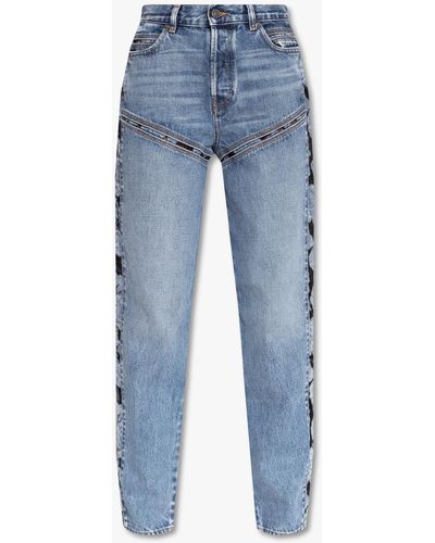 DIESEL 'd-pilut L.32' Jeans With Floral Motif, - Blue