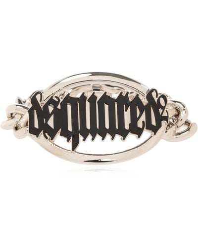 DSquared² Bracelet With Logo, - Metallic