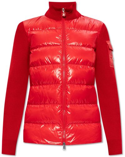 Moncler Cardigan With A Quilted Front, - Red