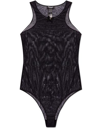 DSquared² Transparent Bodysuit, - Black
