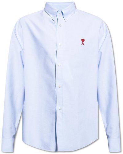 Ami Paris Shirt With Logo, , Light - Blue