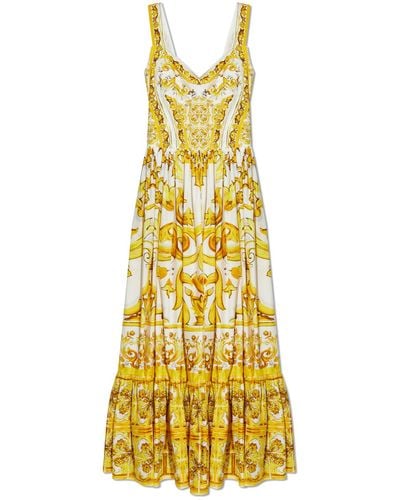 Dolce & Gabbana Dress With 'majolica' Print, - Metallic