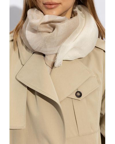 Moschino Scarf With Logo, - Natural