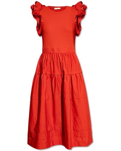 Ulla Johnson 'francine' Ruffled Dress, - Red