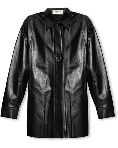 Aeron ‘Feather’ Leather Shirt - Black