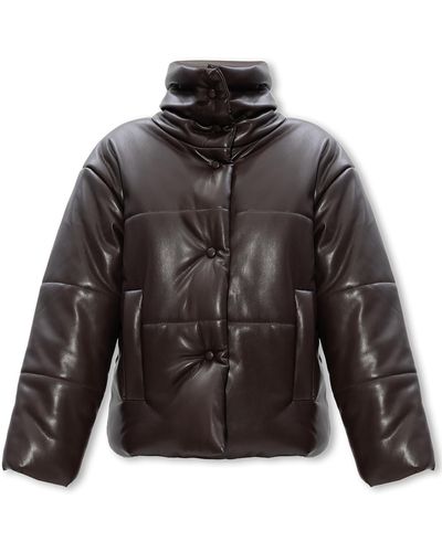 Nanushka 'hide' Puffer Jacket From Vegan Leather - Black