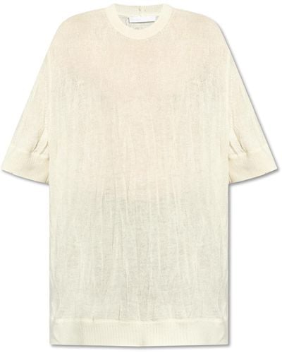 Helmut Lang Jumper With Short Sleeves, - White